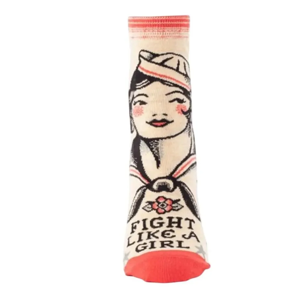BLUE Q Fearless Steps: Fight Like a Girl Women's Ankle Socks NWT